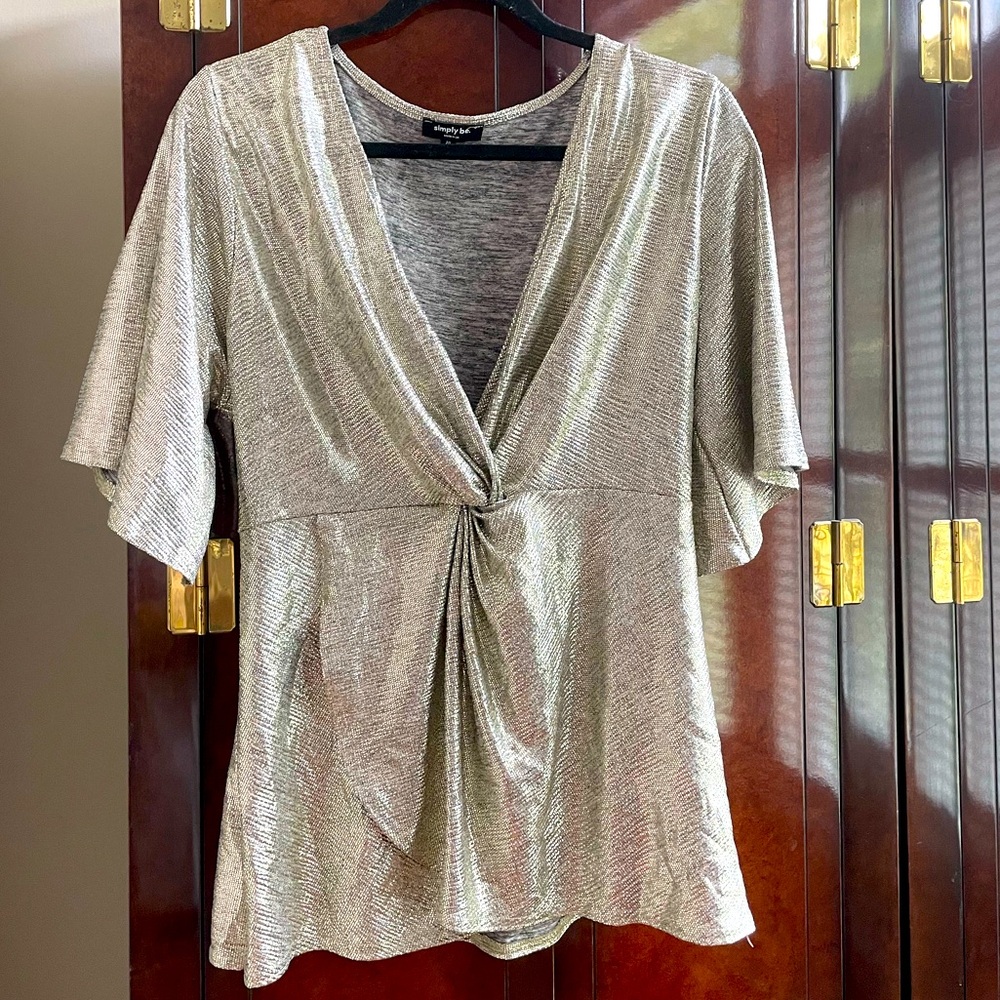 Metallic Wrap Front Top - Size 16